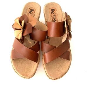 Korks by Kork-Ease Floral Leather Wedge Sa…